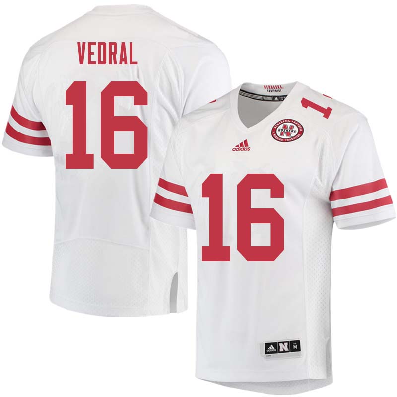 Men #16 Noah Vedral Nebraska Cornhuskers College Football Jerseys Sale-White